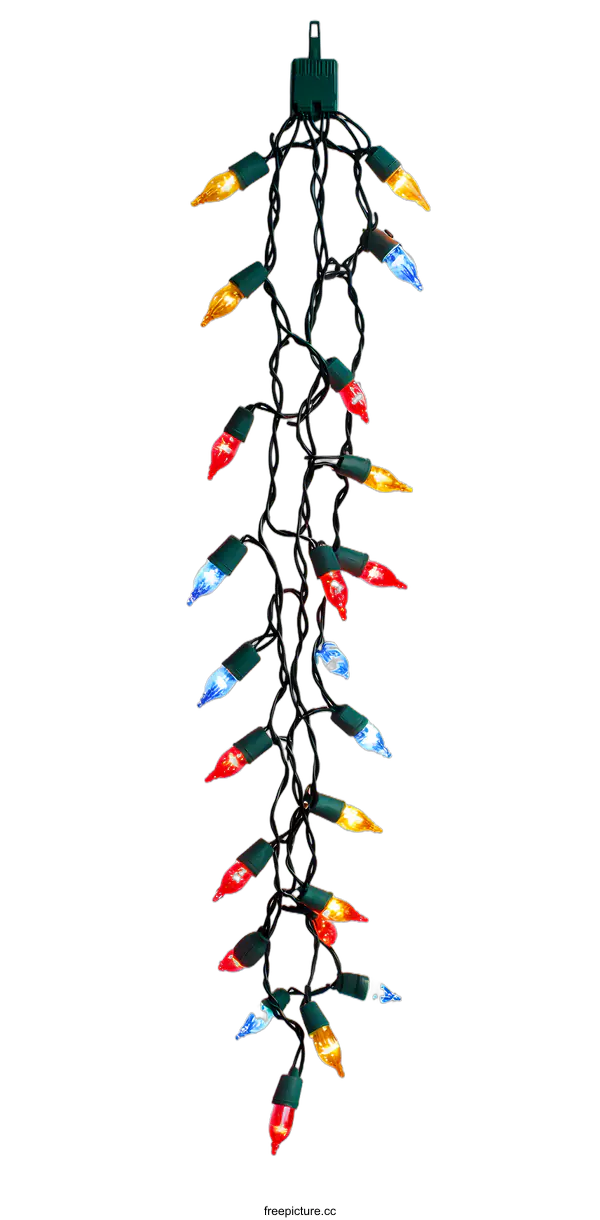 [Transparent Background PNG]String of Colorful Christmas Lights on a White Background