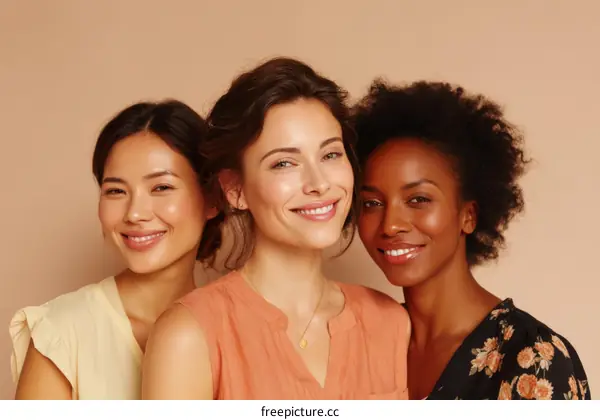 Three Diverse Women Smiling Portrait