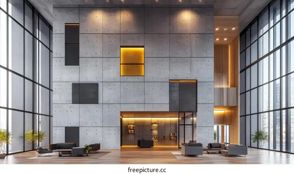 Modern Concrete Lobby Interior Design