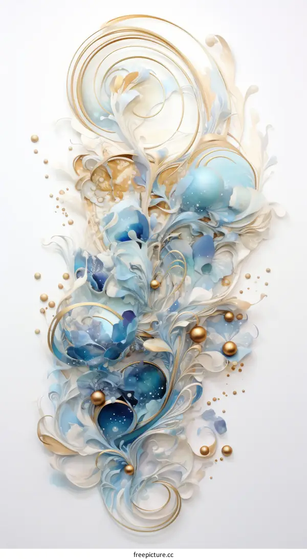 Blue and gold abstract floral