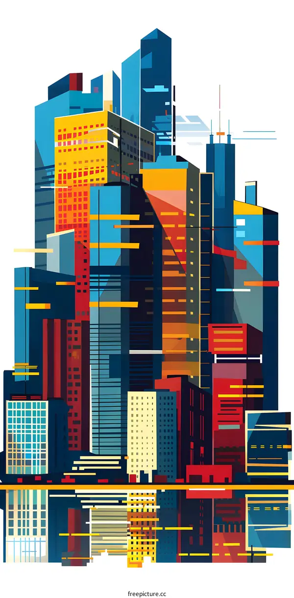 Abstract Geometric Cityscape With Skyscrapers Illustration