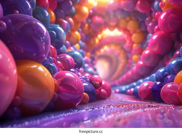 Vivid Pink and Purple Abstract Tunnel