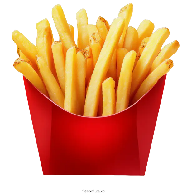 [Transparent Background PNG]Crispy French Fries in a Red Box