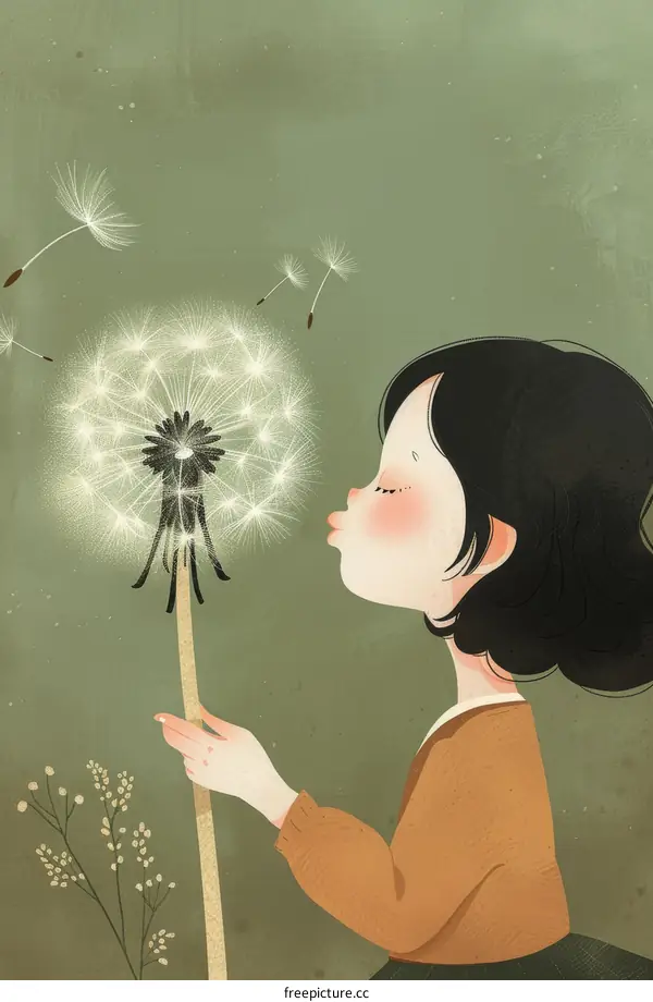 Little Girl Blowing Dandelion