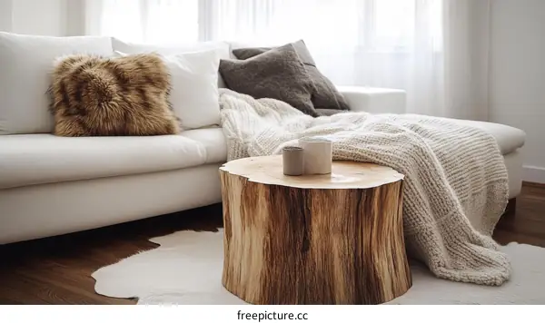 Modern Cozy Living Room with Natural Wood Coffee Table