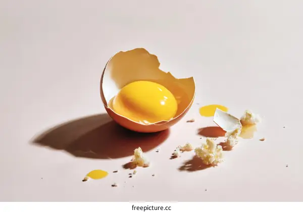 Broken Egg Yolk on a Pastel Background
