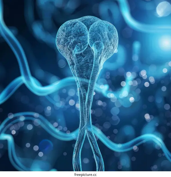 3D Neuron Illustration: Cellular Structure and Communication