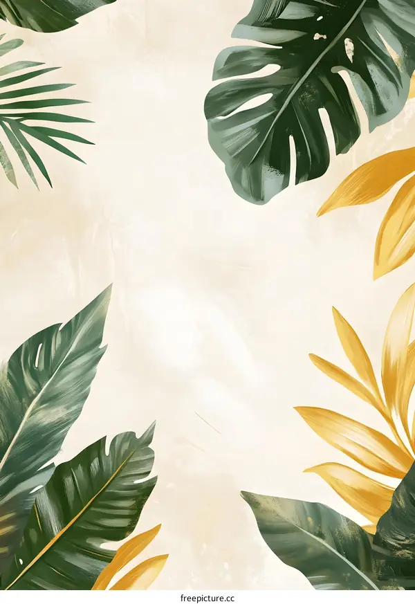 Tropical Leaves Watercolor Painting Illustration Background