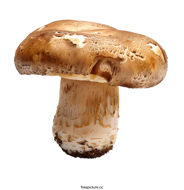 [Transparent Background PNG]Single Fresh Mushroom on White Background