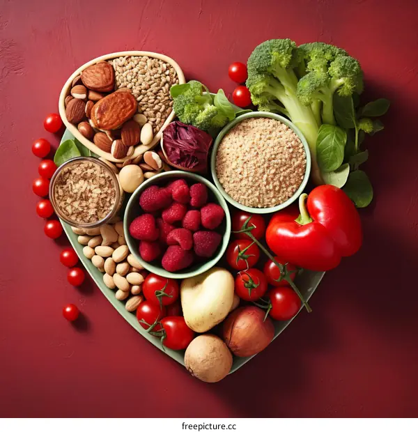 Healthy Heart-Shaped Food Arrangement