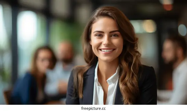 Portrait of a smiling young businesswoman in a suit
