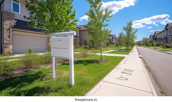 New suburban houses in Canada with a for sale sign in front