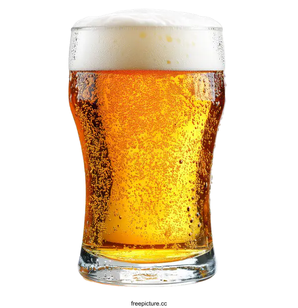 [Transparent Background PNG]Close Up of a Glass of Beer with Foam