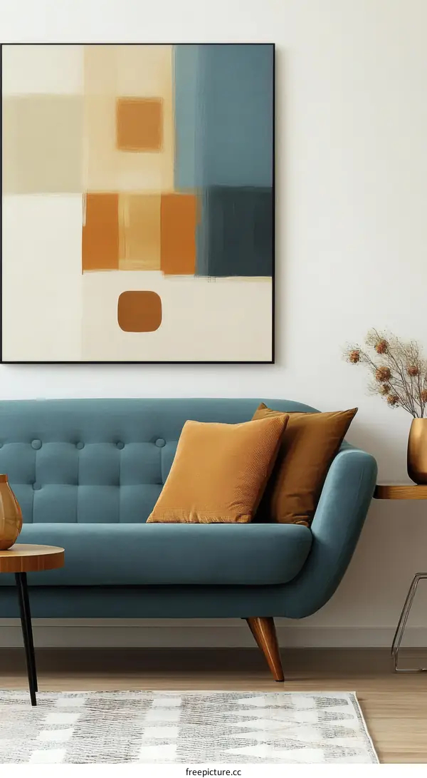 Abstract Geometric Art Print on Beige Background