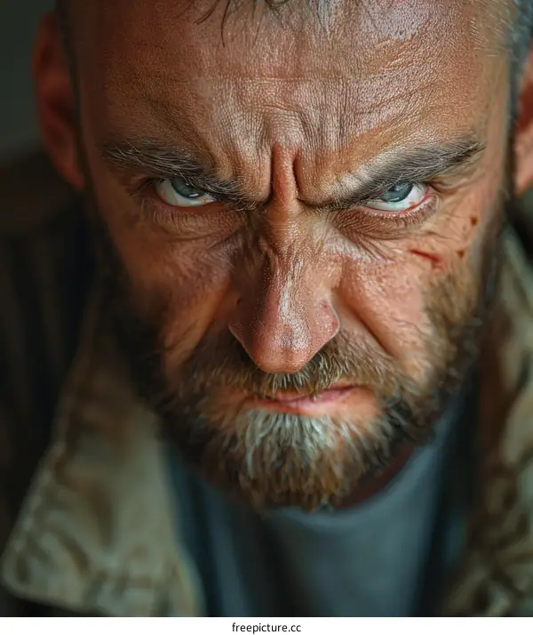 Close Up Portrait of Angry Man