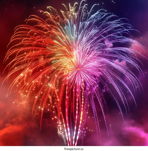 Colorful Fireworks Display in the Night Sky