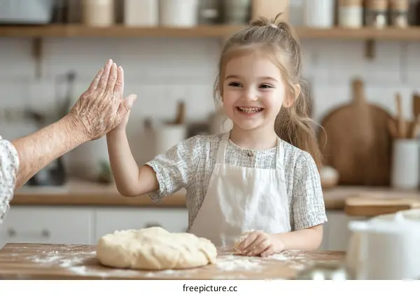 Grandmother and Granddaughter Baking Together