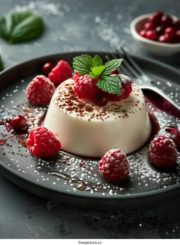 Delectable Dessert: Raspberries, Red Currants, Mint