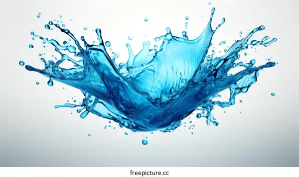 3D rendering of a blue water splash