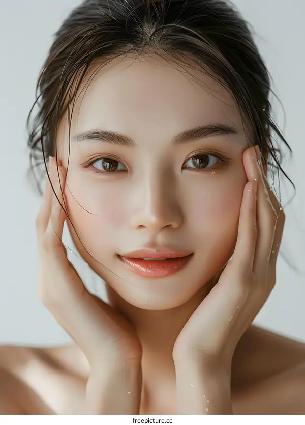 Portrait of a Young Woman with Clean Skin