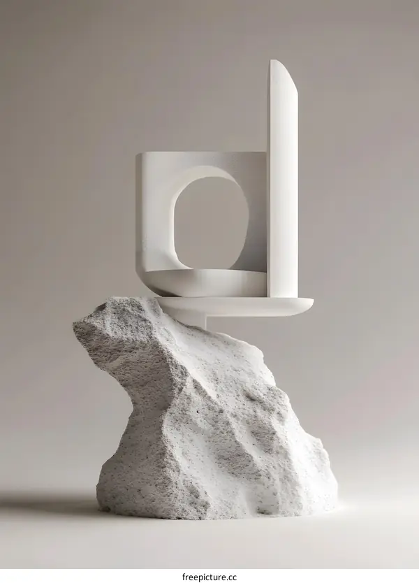 Minimalist Abstract Sculpture On Rock