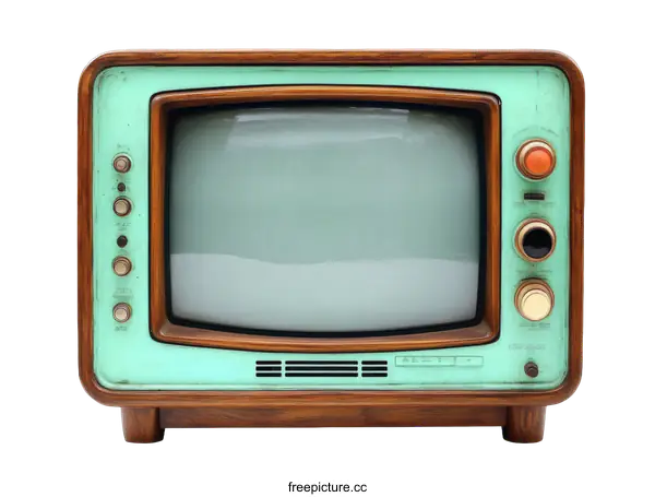 [Transparent Background PNG]Vintage Retro Green Television Set