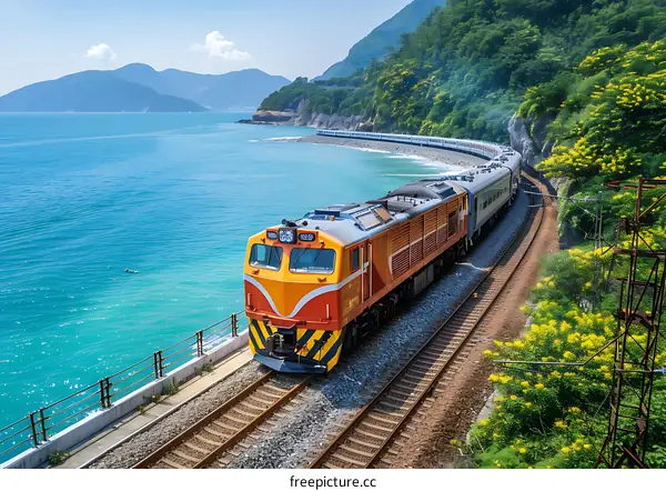 Train Journey Along the Coastline