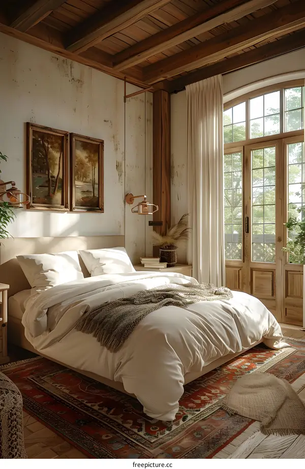 Bedroom with Bed, Window, Carpet, and More