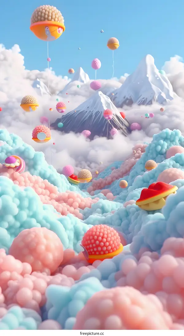 Abstract Colorful Landscape with 3D Balls