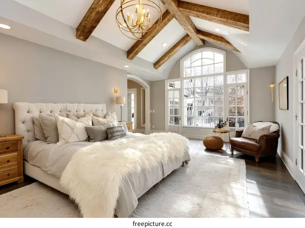 Luxurious Master Bedroom with Vaulted Ceiling