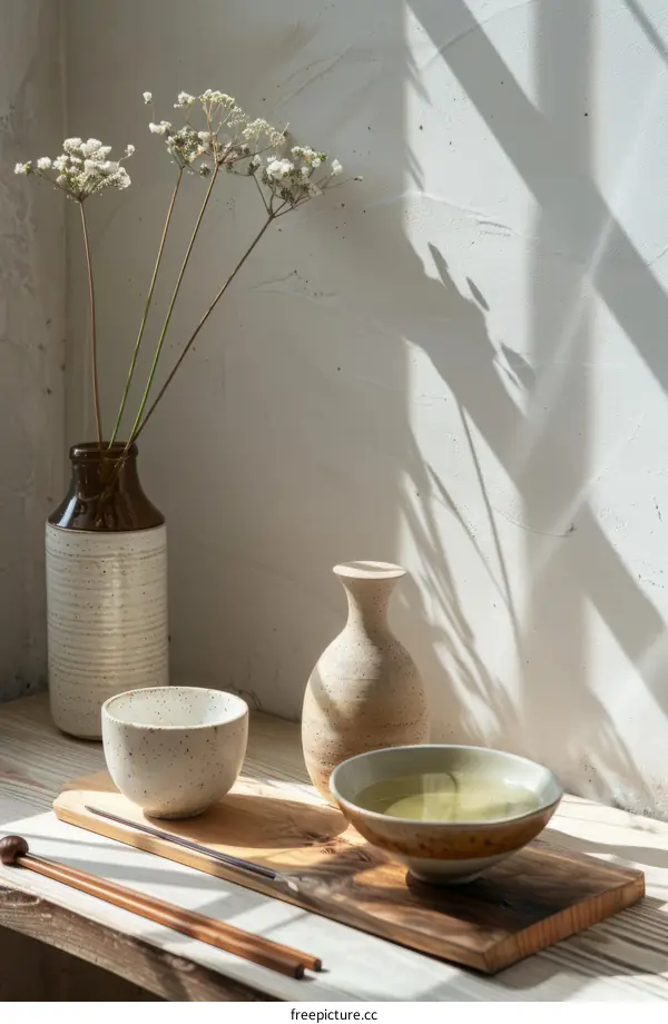 Simple Still Life: Flowers, Tea, and Sunlight