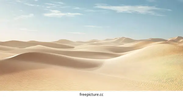 Desert Landscape with Rolling Sand Dunes Under a Clear Sky