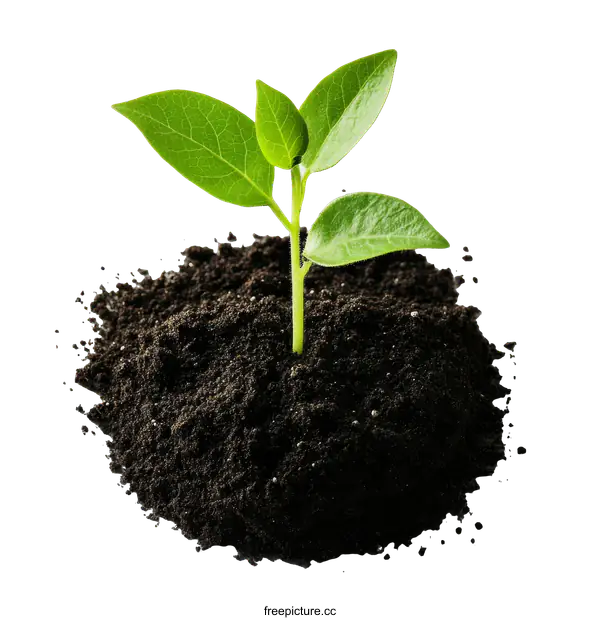 [Transparent Background PNG]Tiny Seedling Growing in Soil