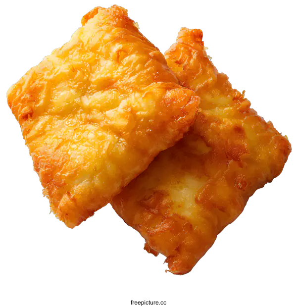 [Transparent Background PNG]Two Pieces of Fried Fish on a White Background