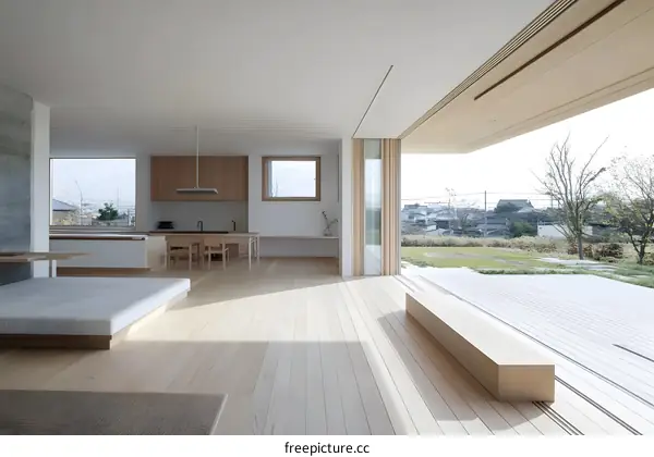 Modern Japanese Minimalist Home Interior Design With Wooden Floor and Sliding Doors