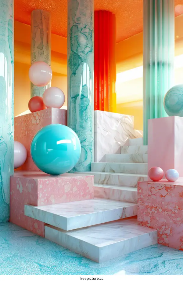 Abstract Geometric Room with Pastel Colors