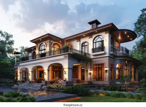 Luxury Mansion Exterior Design Illustration