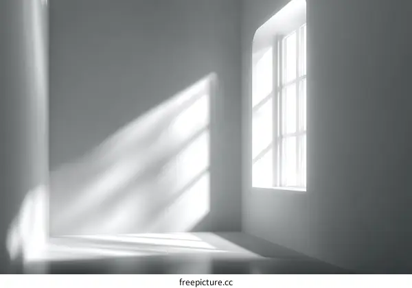 Empty White Room with Sunlight and Shadows