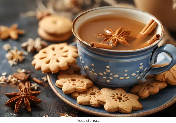 A cup of tea with anise and cinnamon