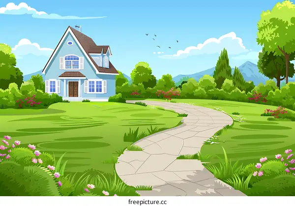 Beautiful Blue House in the Countryside