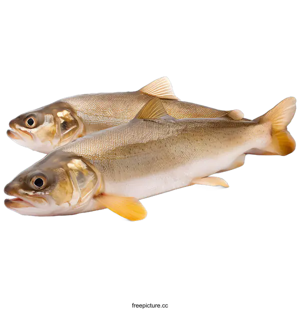 [Transparent Background PNG]Two silver fish on white background