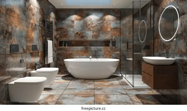 3D Rendered Modern Bathroom: Stylish and Spacious