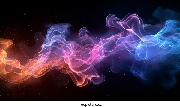 Colorful smoke flowing in space