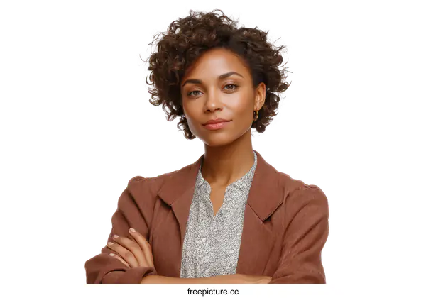 [Transparent Background PNG]Confident African American Woman Portrait