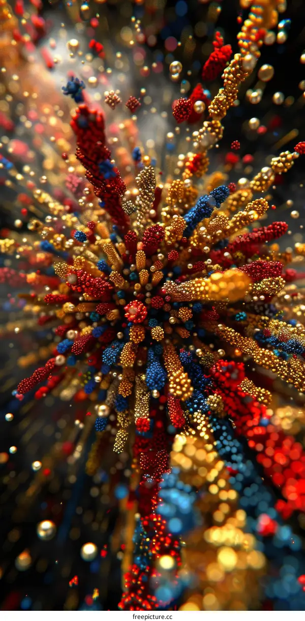 Colorful Explosion of Particles