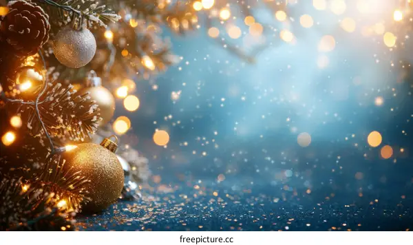 Christmas tree with golden and silver ornaments