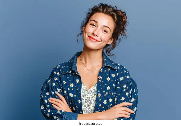 Beautiful Woman Posing Against a Solid Background