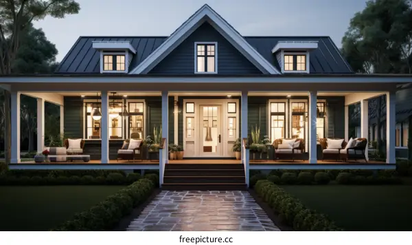 A beautiful house with a porch and a garden