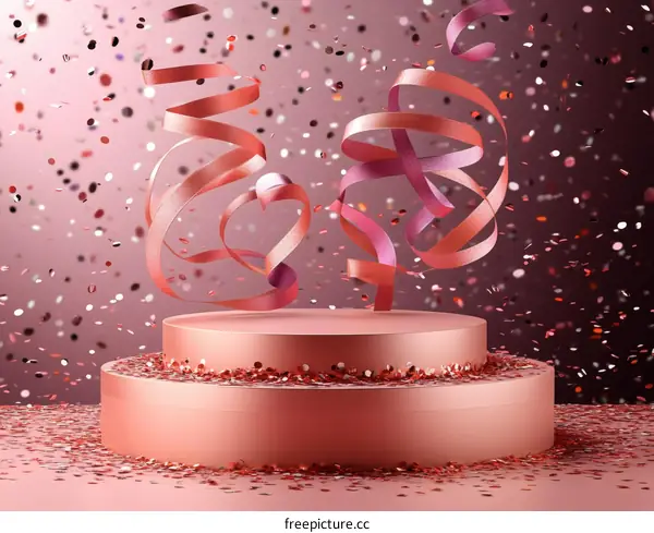 Pink Rose Gold Confetti Podium Display