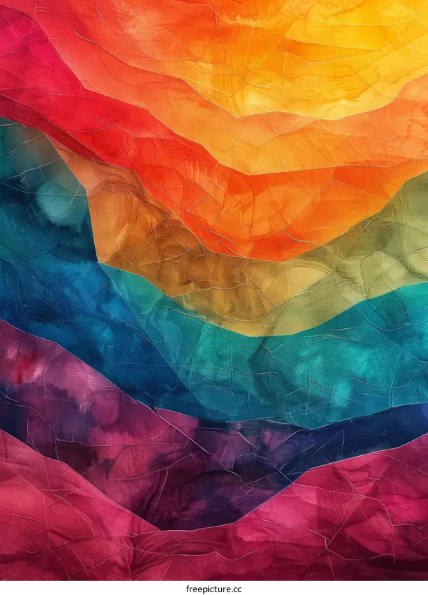 Abstract Watercolor Painting with Mountainous Pattern